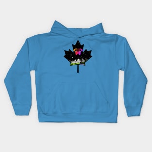 Canadian Maple Leaf Pug - Orange/Pink/Purple Kids Hoodie